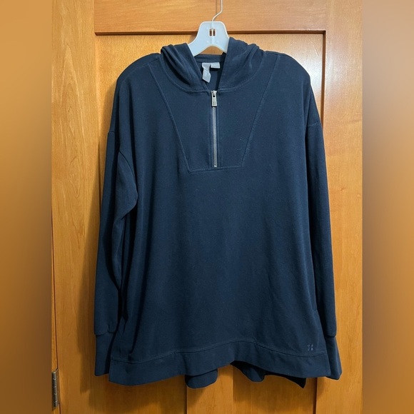 Sweaty Betty Tops - Sweaty Betty London Italian Fleece Quarter Zip Hooded Navy Sweater Size 6